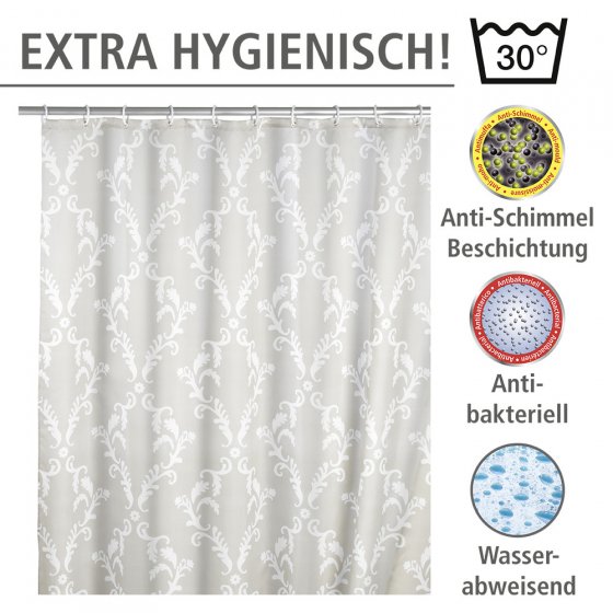 Anti-Schimmel Duschvorhang Mod. Baroque, Textil (Polyester), 180 x 200 cm, waschbar