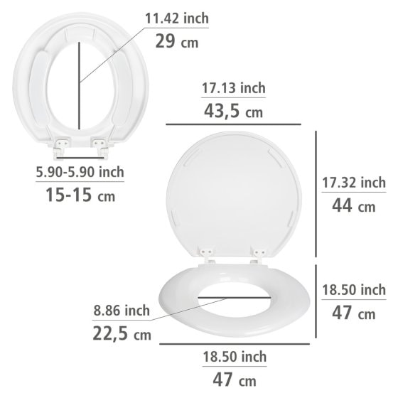 WC-Sitz Mod. Torino XXL, aus antibakteriellem Duroplast, belastbar bis 300 kg 