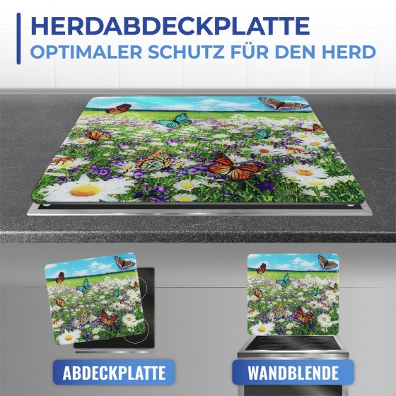 Multi-Platte Mod. Sommerwiese, Spritzschutz, Herdblende, Schneidbrett 