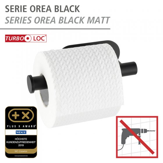 Turbo-Loc® Toilettenpapierhalter Mod. Orea Black Matt, Befestigen ohne bohren 