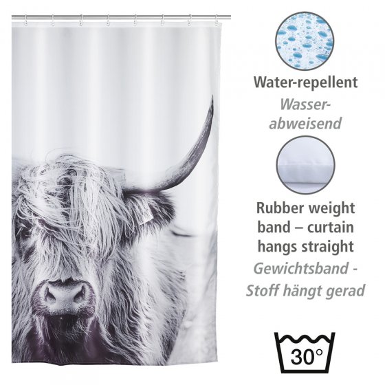 Duschvorhang Mod. Yak, Textil (Polyester), 180 x 200 cm, waschbar