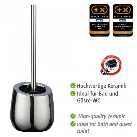 WC-Garnitur Mod. Badi Chrom Keramik, mit Silikon-Bürstenkopf