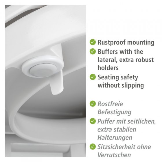 WC-Sitz Mod. Secura Comfort, aus antibakteriellem Duroplast mit Sitzflächenerhöhung