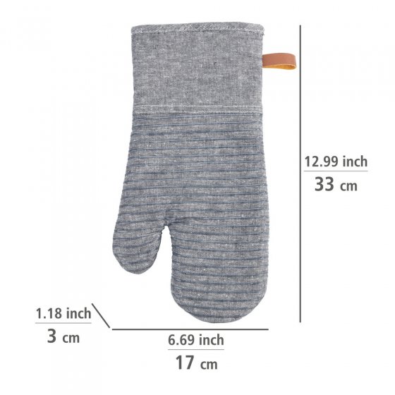 Topfhandschuhe Mod. Ada Stripes Grau, Silikonstreifen für sicheren Griff 