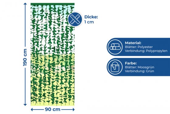 Blättervorhang Mod. Liane, dekorativer Türvorhang/Insektenschutz für Balkon 