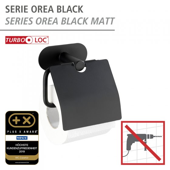 Turbo-Loc® Toilettenpapierhalter mit Deckel Mod. Orea Black M., mit Deckel 