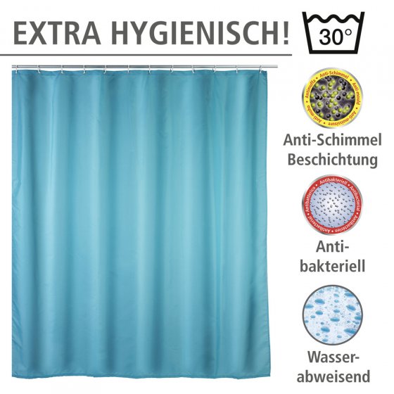 Anti-Schimmel Duschvorhang Uni Light Blue, Textil (Polyester), 180 x 200 cm, waschbar 