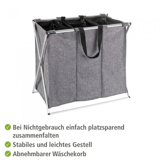 Wäschesammler Mod. Trio Grau meliert, Wäschekorb, 130 l