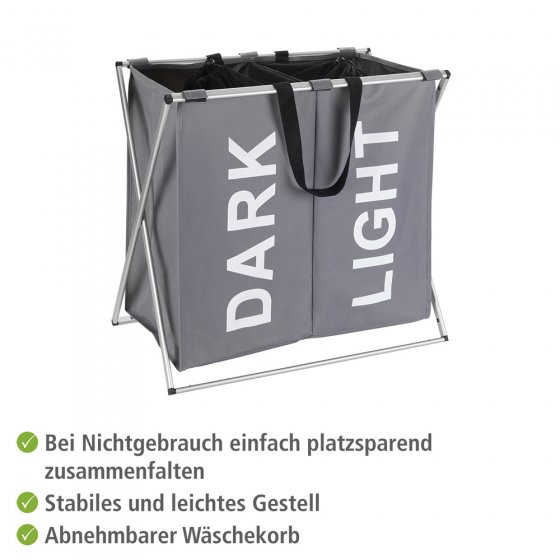 Wäschesammler Mod. Duo Grau, Wäschekorb, 120 l 