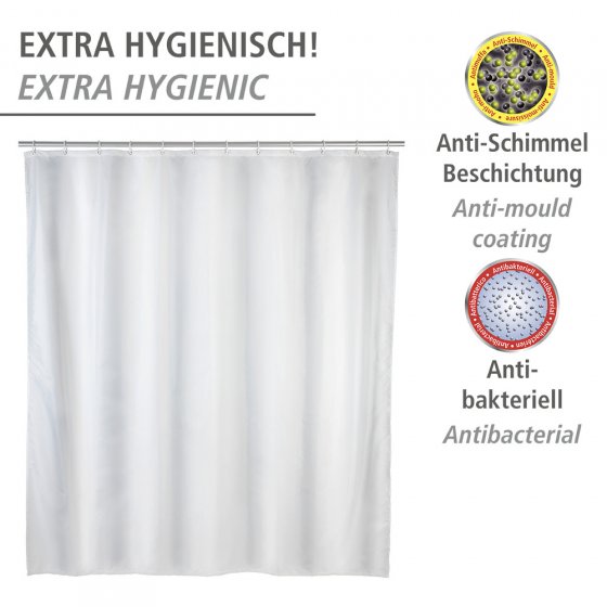 Anti-Schimmel Duschvorhang Uni White, Textil (Polyester), 120 x 200 cm, waschbar 