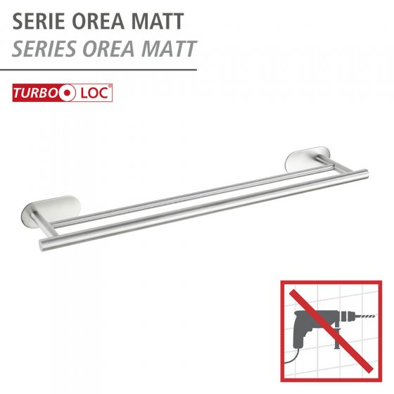 Turbo-Loc® Badetuchstange Duo Mod. Orea Matt, 60 cm, Befestigen ohne bohren 