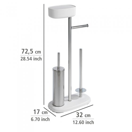 Stand WC-Garnitur mit Box Mod. Rivazza Weiß, integrierter Toilettenpapierhalter, Ersatzrollenhalter 