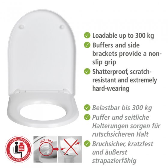 WC-Sitz Mod. Sindia, aus antibakteriellem Duroplast, belastbar bis 300 kg