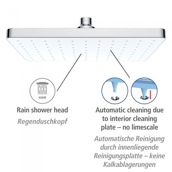 Regenduschkopf Automatic Cleaning 25 x 17 cm, mit automatischem Reinigungssystem 