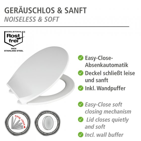 Premium WC-Sitz Mod. Kos Weiß, recycelbarer Thermoplast, mit Absenkautomatik