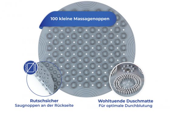 Duschmatte mit Fußreflexzonenmassage, bequeme Badematte