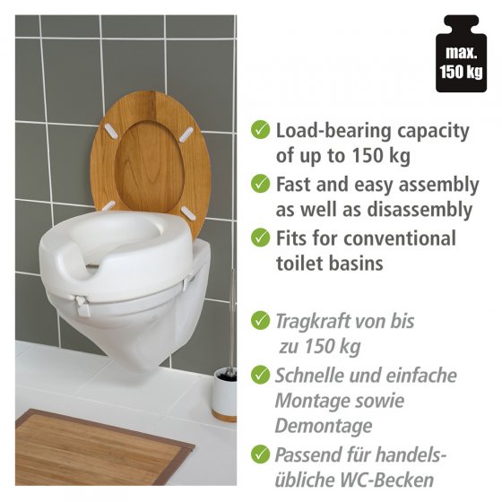 WC Sitz-Erhöhung Mod. Secura, 150 kg Tragkraft, erhöhte Sitzposition