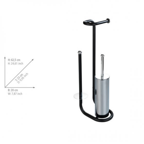 Stand WC-Garnitur Universalo Schwarz, integrierter Toilettenpapierhalter und WC-Bürstenhalter