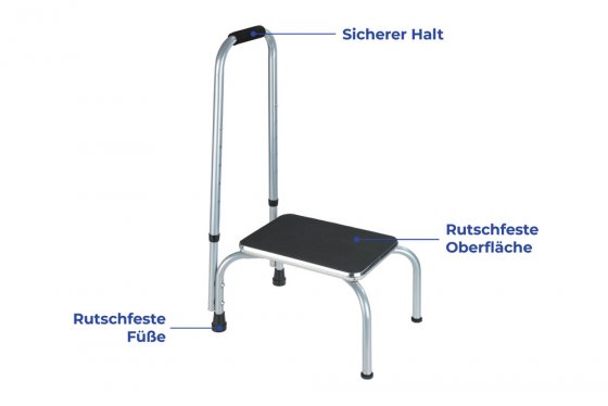 Sicherheits-Tritt Mod. Secura, Sicherheitsschemel mit Haltegriff