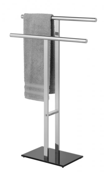 Stand Handtuchhalter T-Form Mod. Lava, Glänzender Edelstahl mit schwerer Glasplatte