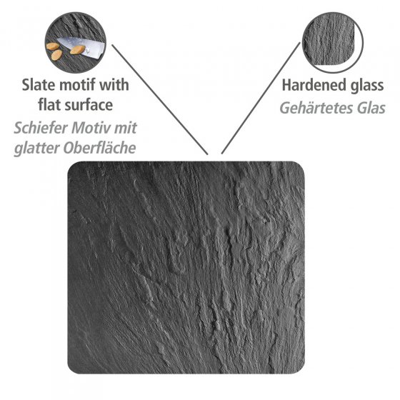 Multi-Platte Mod. Schiefer, Spritzschutz, Herdblende, Schneidbrett