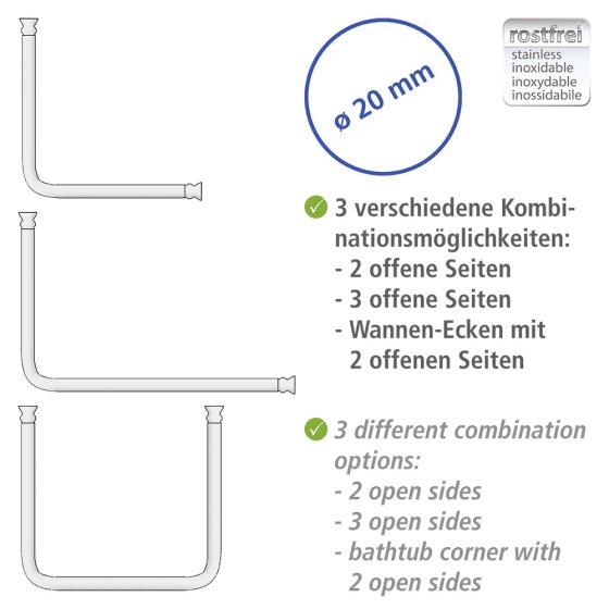 Winkelstange Universal Weiß, 20 mm 