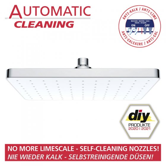Regenduschkopf Automatic Cleaning 25 x 17 cm, mit automatischem Reinigungssystem 