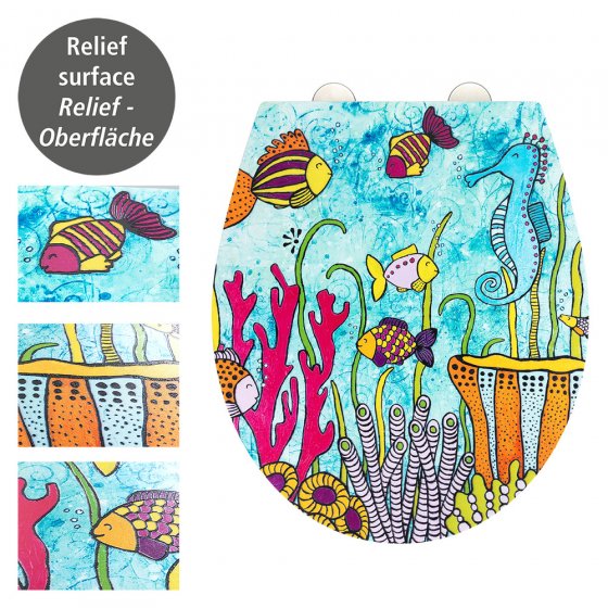 WC-Sitz Rollin'Art Mod. Ocean Life, mit Relief Oberfläche und Absenkautomatik