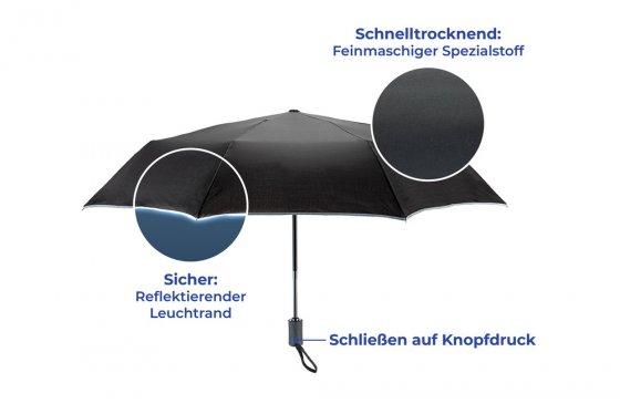 Sturm-Regenschirm Mod. Reflekta, sturmfester Schirm mit extra stabiler Stange 