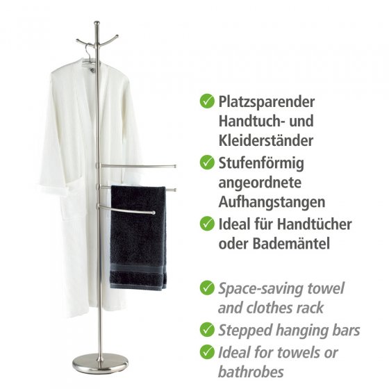 Handtuchständer Mod. Adiamo mit 3 Armen u. Haken, höhenverstellbare Handtucharme
