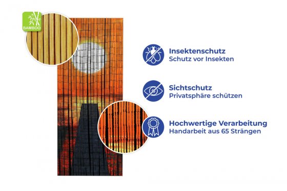 Bambusvorhang Mod. Sonnenuntergang, 90 x 200 cm 