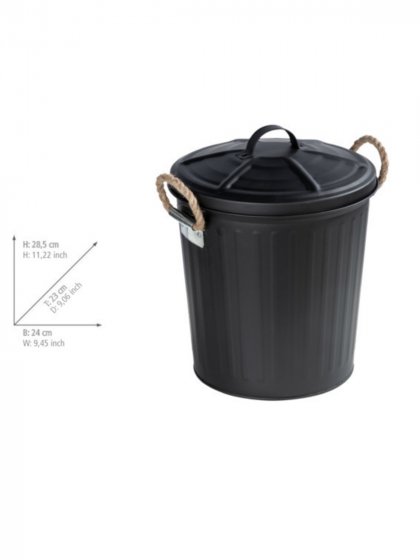 Kosmetikeimer Mod. Gara Schwarz matt, Fassungsvermögen: 6 Liter