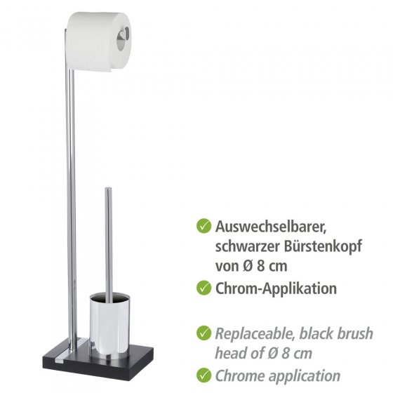 Stand WC-Garnitur Mod. Noble Black, mit Chrom-Applikation