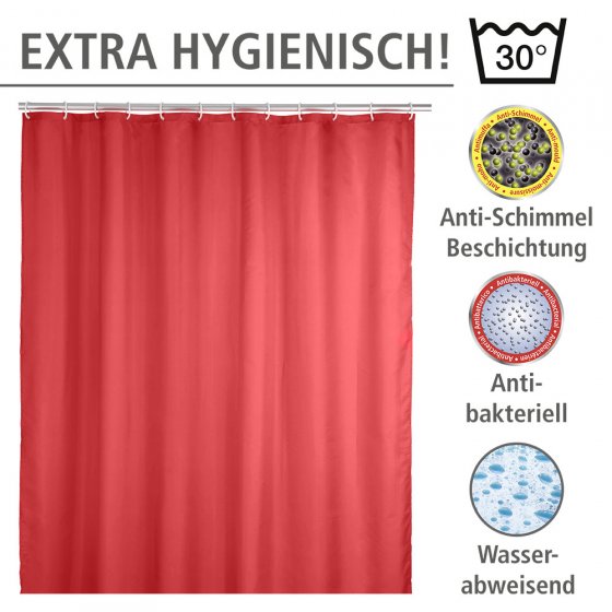 Anti-Schimmel Duschvorhang Uni Red, Textil (Polyester), 180 x 200 cm, waschbar