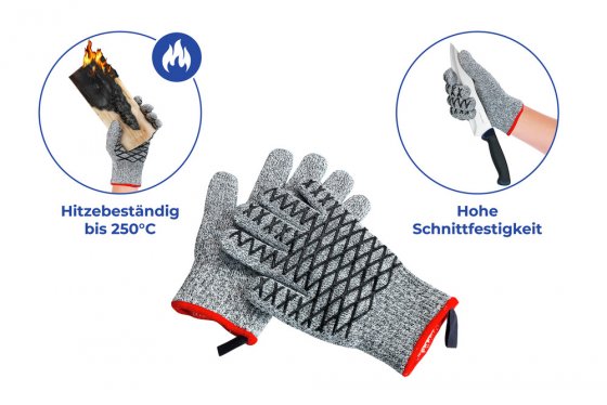 2in1 Hitze- & Schneidschutz Handschuh Damen 1 Paar, hitzebeständig, schnittfest 