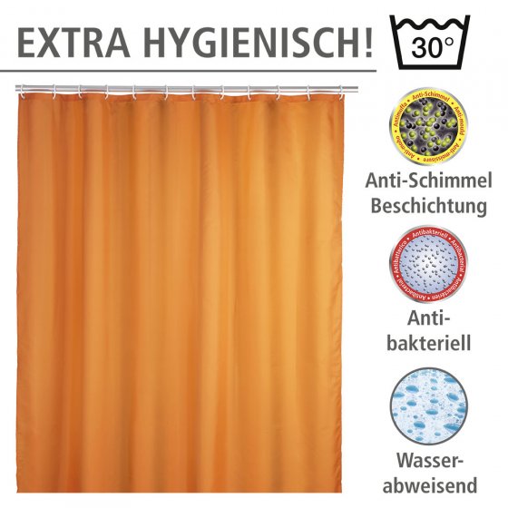 Anti-Schimmel Duschvorhang Uni Orange, aus 100 % Polyester