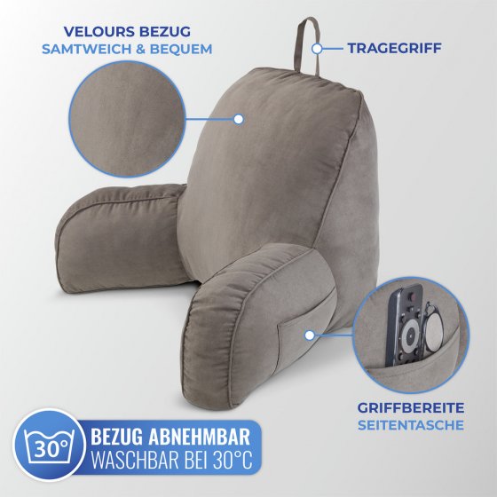 Rückenkissen mit Armlehnen, Rückenstützkissen mit extra-hoher Rückenlehne 