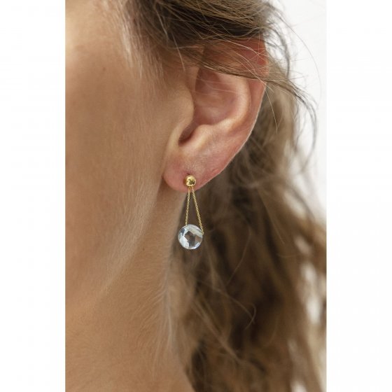 Ohrring 375/- Gelbgold Blautopas (beh) 