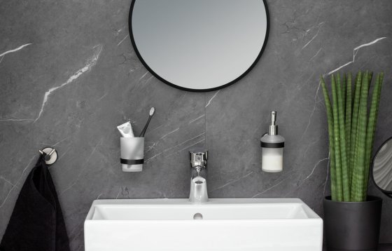 UV-Loc® Zahnputzbecherhalter Mod. Udine, Befestigen ohne Bohren mit innovativem Klebesystem