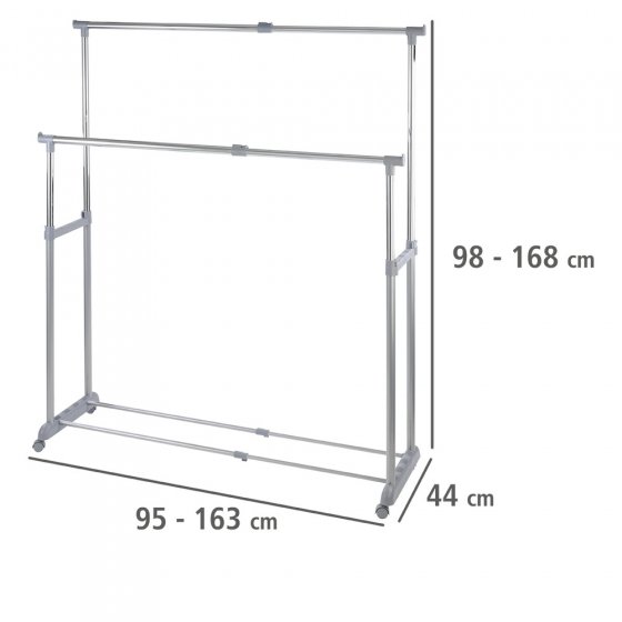 Kleiderständer Mod. Twin Bars, höhenverstellbar, 4 Rollen