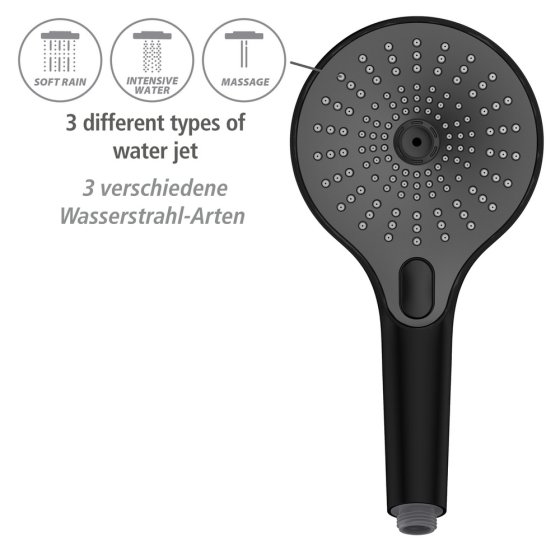 Duschkopf Mod. Ultimate Shower Schwarz/Grau, Ø 13 cm 