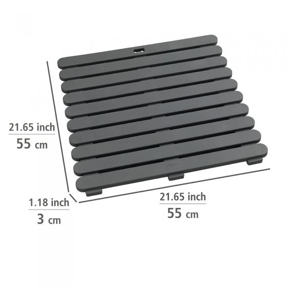 Duschmatte Mod. Indoor & Outdoor Grau 55 x 55 cm, mit rutschhemmender Struktur 