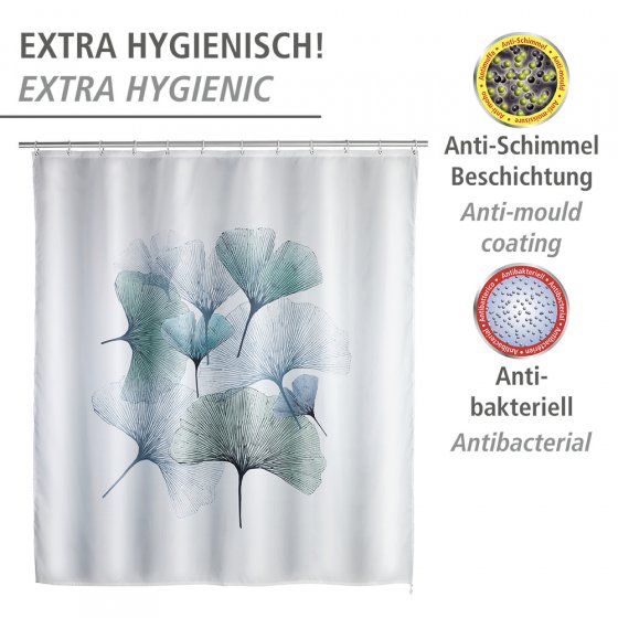 Anti-Schimmel Duschvorhang Mod. Ginkgo, antibakteriell beschichtet 