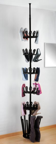 Teleskop-Schuhregal Mod. Achilles, Schwarz, für 30 Paar Schuhe und 6 Paar Stiefel 