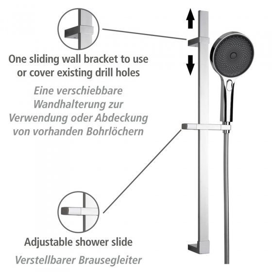 Brauseset Softwater Chrom, Länge Stange: 68 cm
