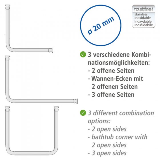 Winkelstange Universal Schwarz, 20 mm 
