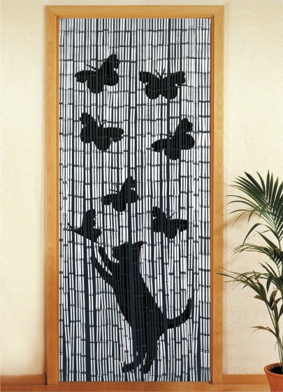 Bambusvorhang Mod. Katze und Schmetterling, 90 x 200 cm 