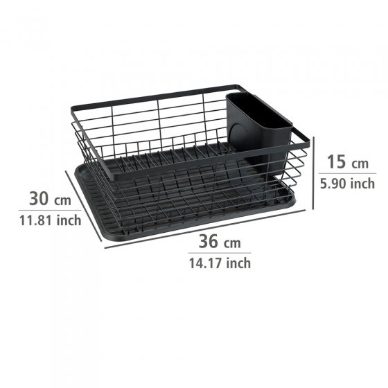 Geschirrabtropfer Mod. Drip Schwarz, mit herausnehmbarem Besteckkorb