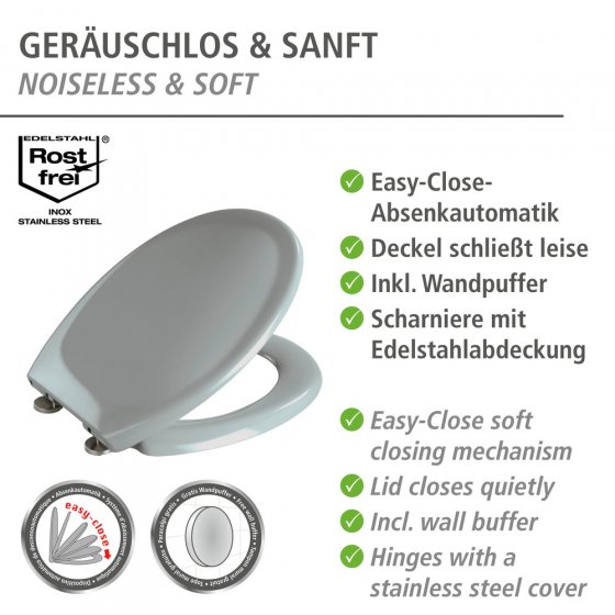 Premium WC-Sitz Mod. Ottana Hellgrau, aus antibakteriellem Duroplast