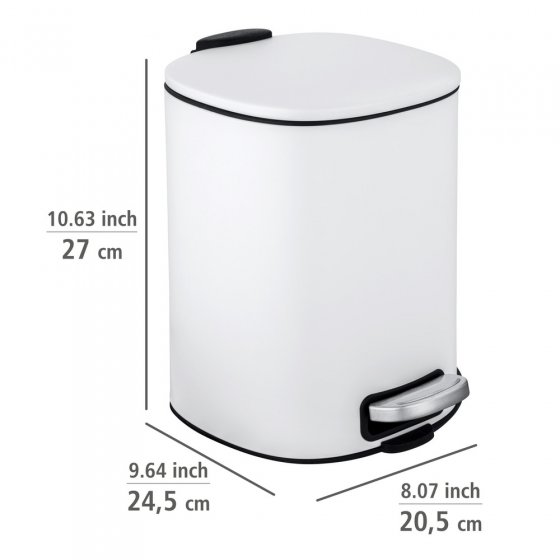 Treteimer Mod. Alassio, Weiß 5 L, mit Easy-Close Absenkautomatik 